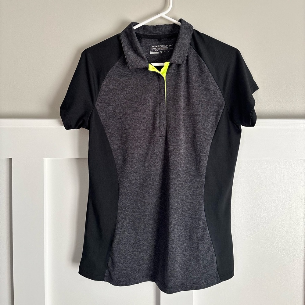 EUC Nike Golf Women’s M Gray and Black Performance Polo 3/4 Snap